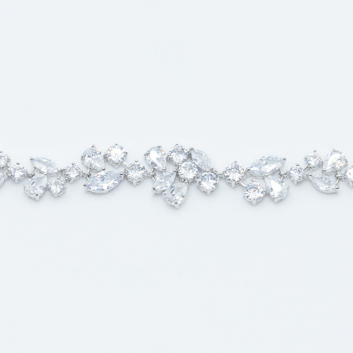 Leafy bracelet w/ 3A CZ stones rhodium plated Default Title