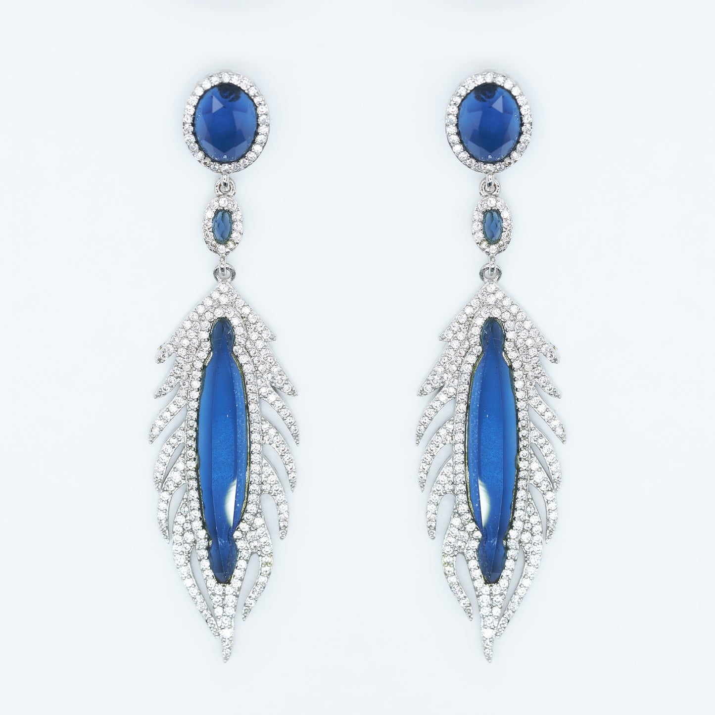 Sapphire Feather Drop Earrings
