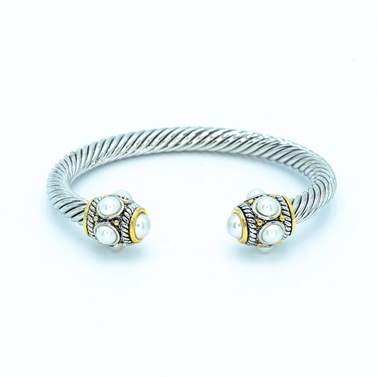 Pearl renaissance cable bangle w/ gold accents Default Title