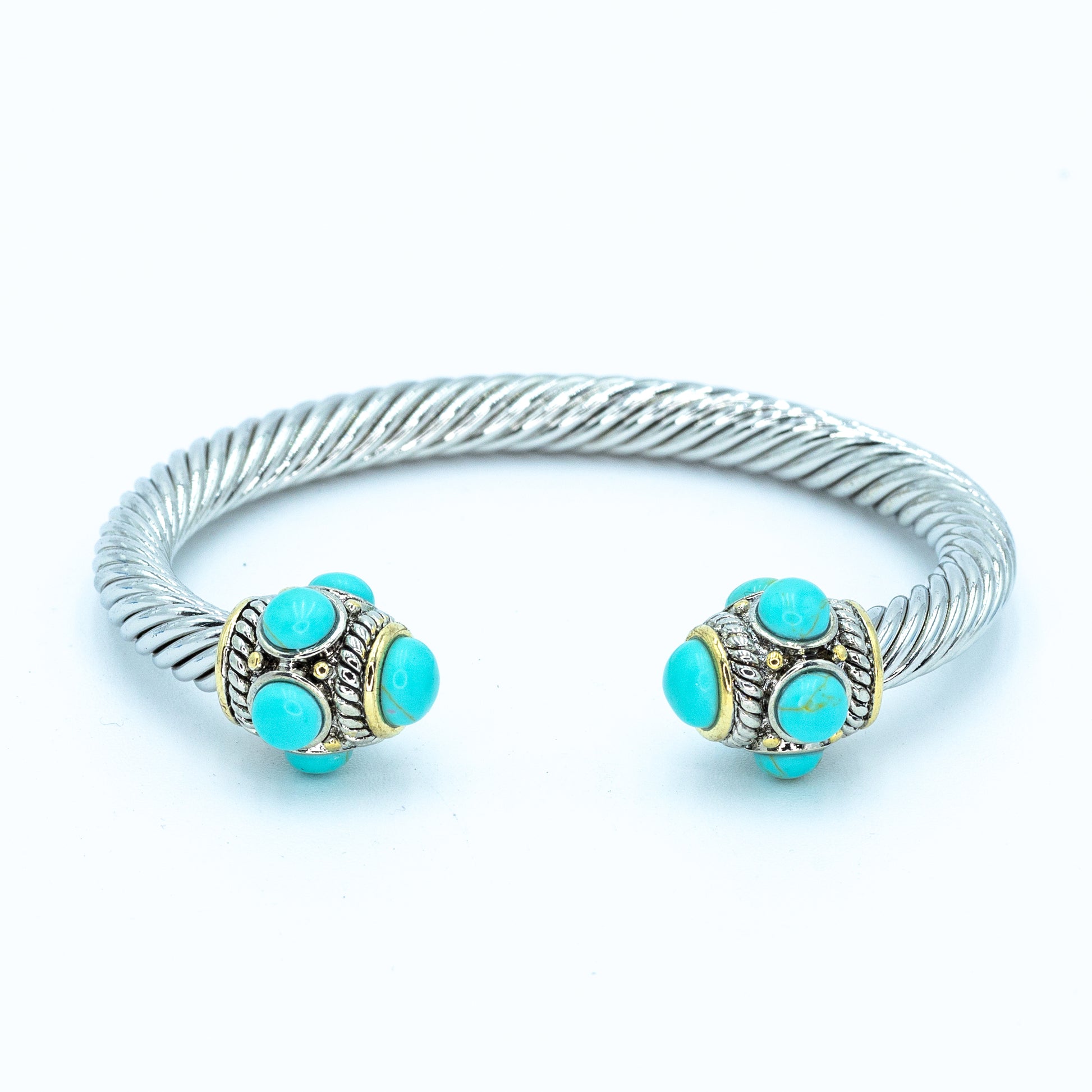 Turquoise renaissance cable bangle w/ gold accents Default Title