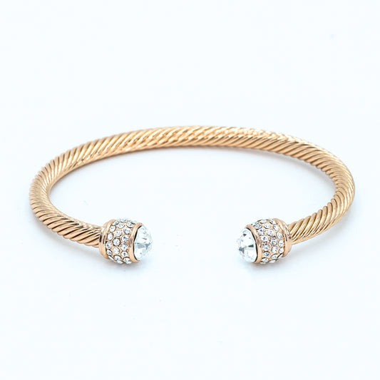 Rosegold plated bangle w/ CZ stones and clear stone Default Title